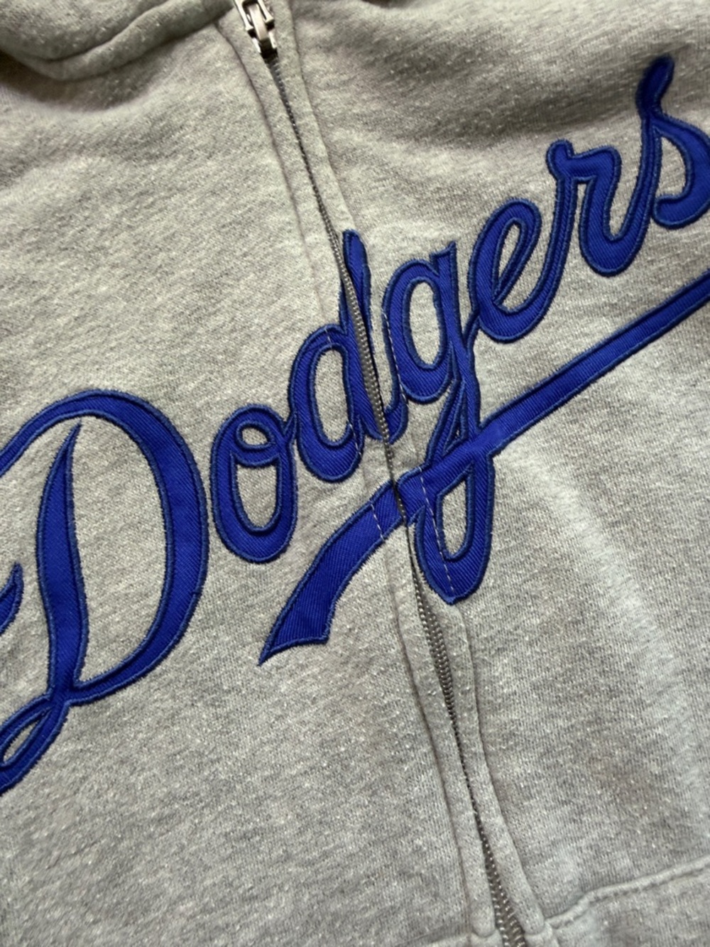 Youth Gray Dodgers Terrycloth-Lined Zip-up Hoodie - Picture 4 of 5